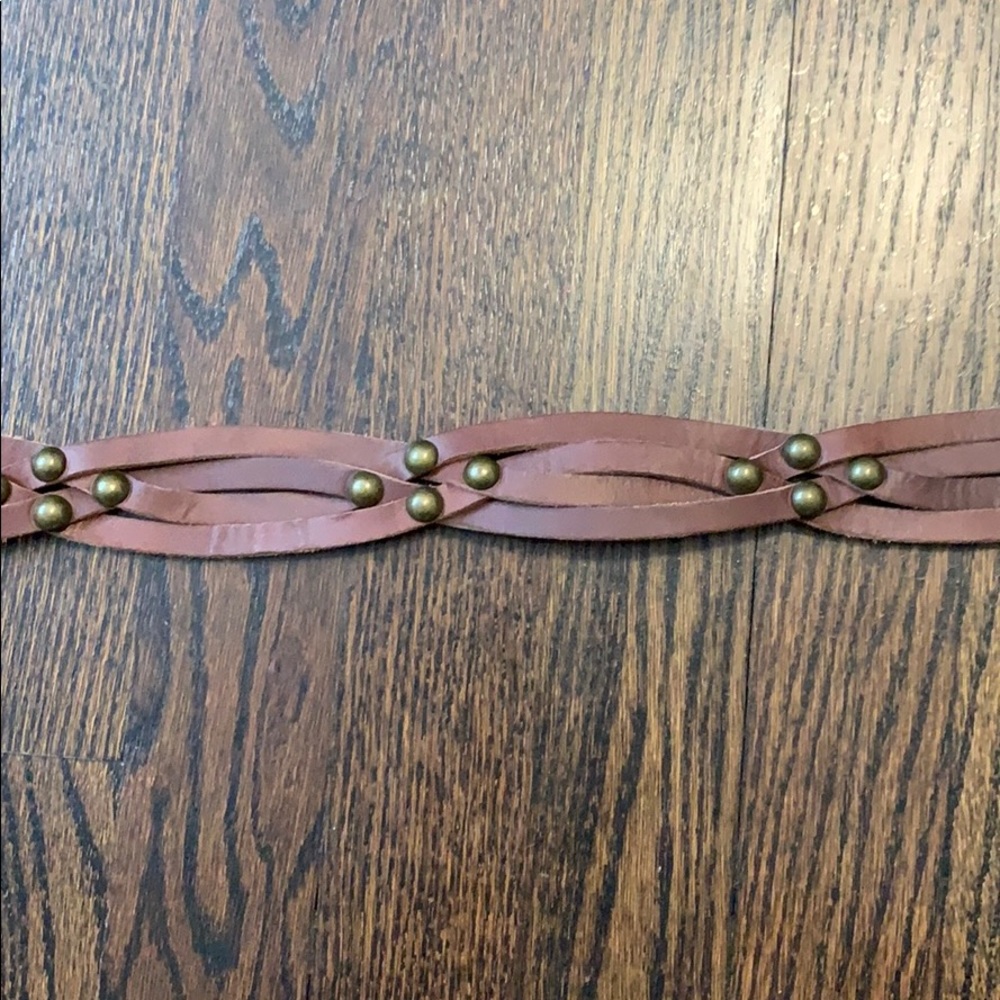 brown braided studded belt